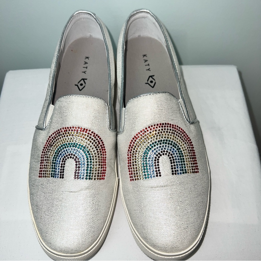 Katy Perry “The Kerry” Silver Rainbow Rhinestone Slip-On Sneakers - Women’s 6.5 - Picture 4 of 8